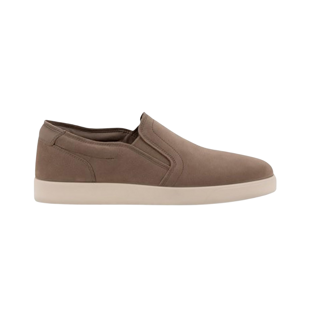 Side view of the ECCO Men’s Street Lite Slip-On in Taupe, highlighting the soft suede upper, sleek slip-on design, and FLUIDFORM™ midsole for anatomical cushioning and all-day support.