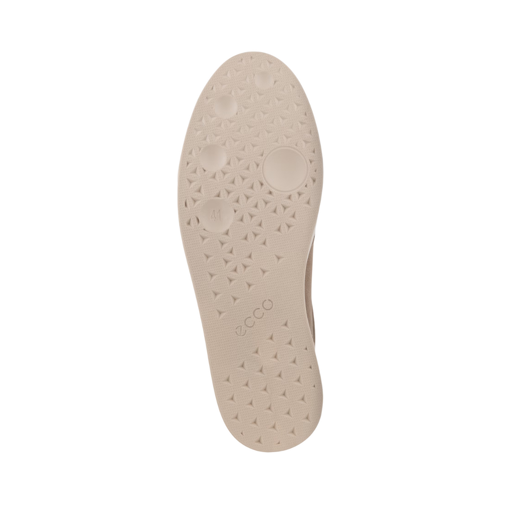 Bottom view of the ECCO Men’s Street Lite Slip-On in Taupe, highlighting the flexible, lightweight rubber outsole designed for reliable grip and urban traction.